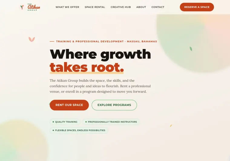 The Atikan Group website, opening section