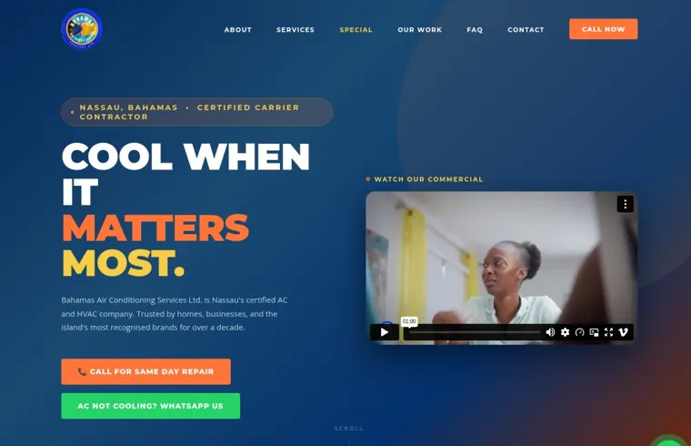 Bahamas Air Conditioning Services website homepage