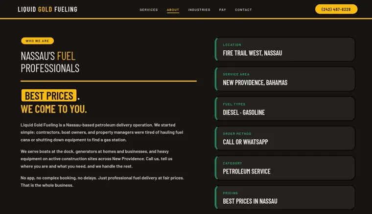 Liquid Gold Fueling website, company overview
