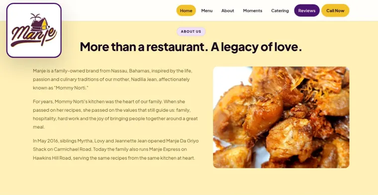 Manje website, about manje