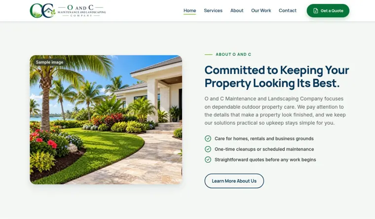 O and C Landscaping website, about o and c