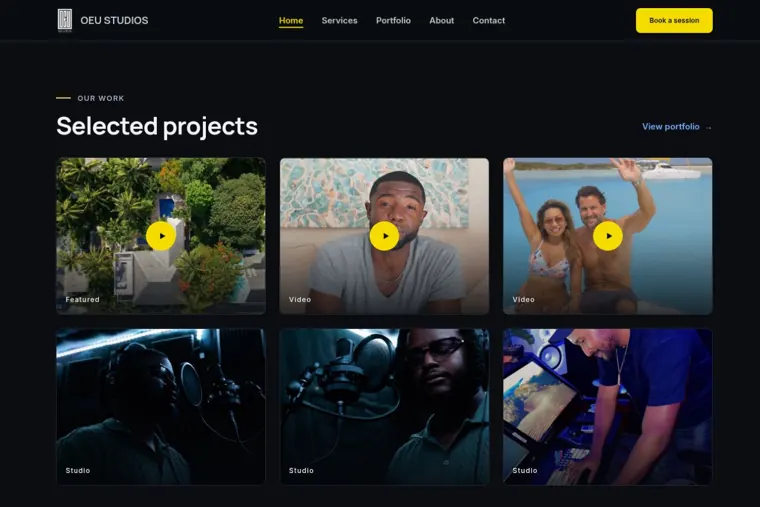 OEU Studios website, selected projects