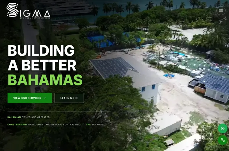 Sigma Development website, opening section