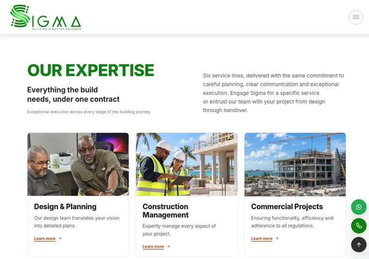 Sigma Development website, expertise