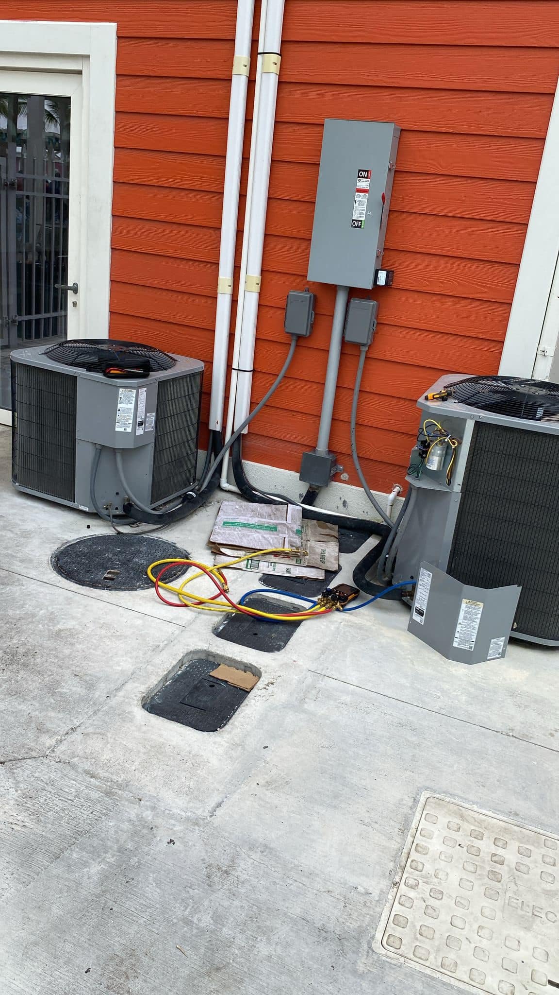Dual condenser units installed