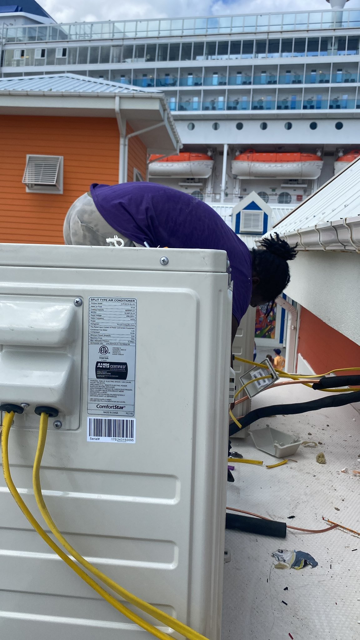AC outdoor unit at Nassau Cruise Port